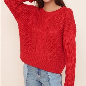 Red garage sweater